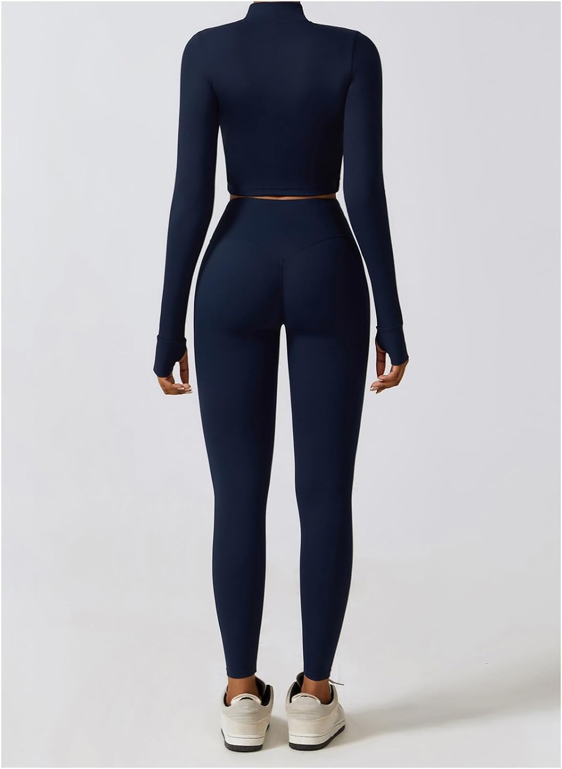 3 Piece Women Workout Set Sports Bra Crop Top Jacket with Thumb Holes Tummy Control High Waist Leggings