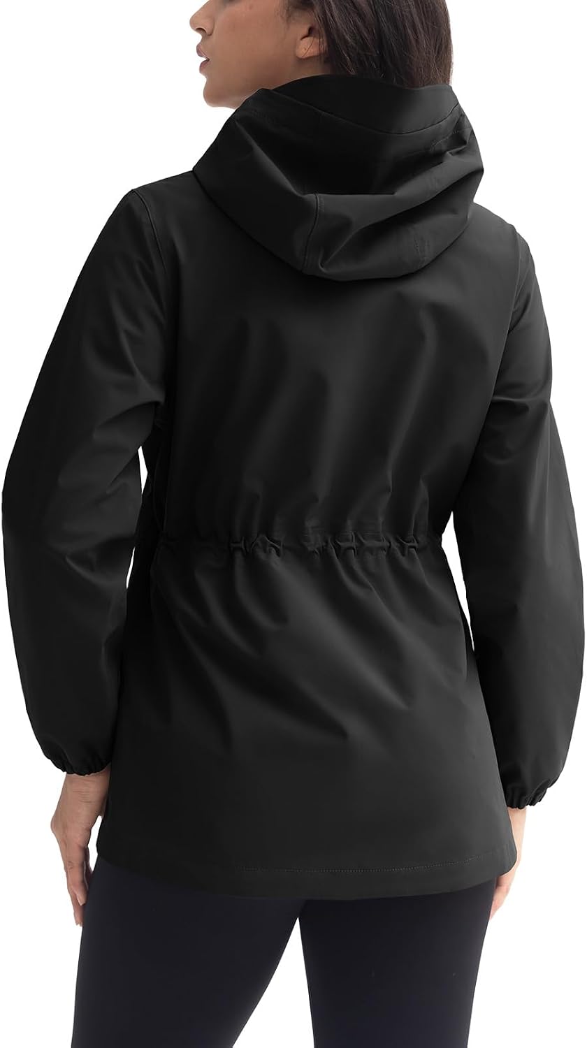 Women Cycling Rain Jacket Waterproof Lightweight Packable Raincoat with Hood Windbreaker for Outdoor Travel Hiking