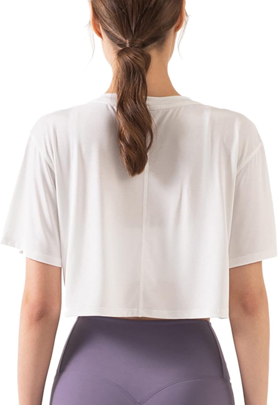 Women's Fitness Training Crop Tops Short Sleeve Yoga T-Shirts Sporty Operation Sports Shirts