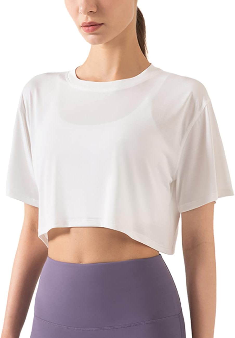 Women's Fitness Training Crop Tops Short Sleeve Yoga T-Shirts Sporty Operation Sports Shirts