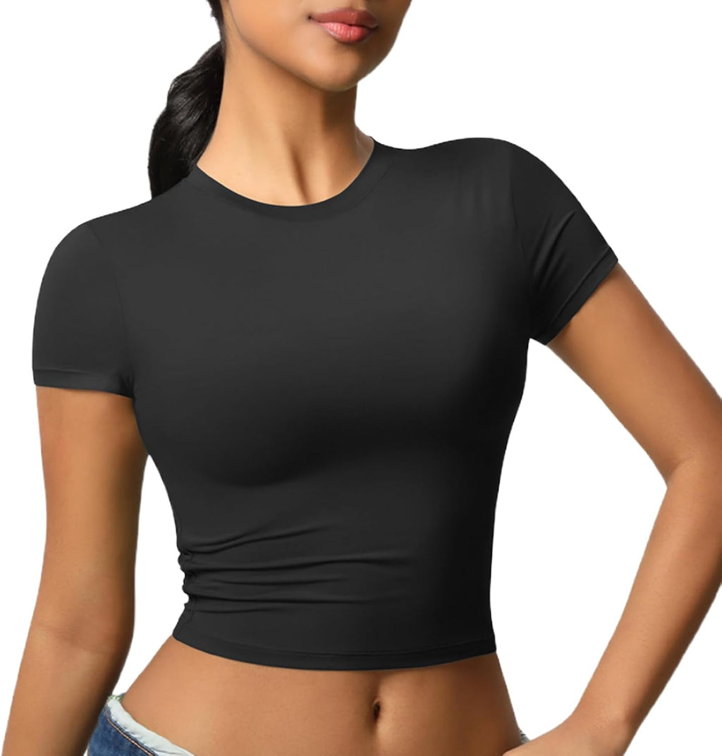 Sports T-Shirt Women's Short Sleeve Sports Shirt Breathable Functional Shirt Top Running Shirt Compression Shirt Crew Neck Yoga Fitness Workout Gym Running Crop Top