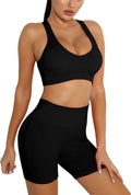 Workout Sets Two Piece Outfits for Women Clothes Gym Yoga Seamless Racerback Sports Bra Tank Tops with Biker Shorts