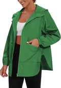 Women Waterproof Raincoat Lightweight Rain Jacket Trench Coat Hooded Windbreaker With Pockets for Outdoor