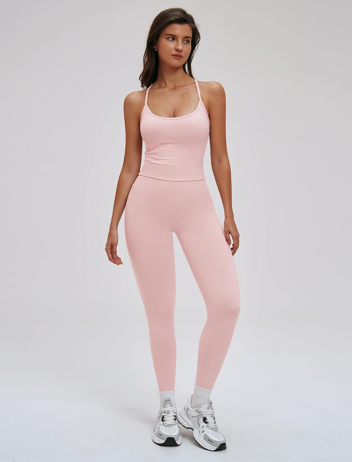 2 Piece Workout Sets for Women Racerback Crop Tank Top High Waist Tummy Control Leggings Gym Yoga Pilates Outfits