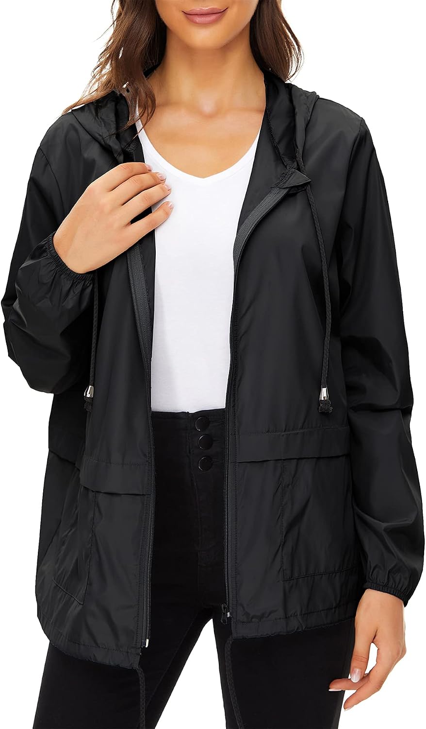 Lightweight Rain Jacket Women Raincoat for Women Packable Rain Coat Windbreaker Rain Jackets Waterproof with Hood