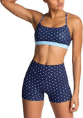 2 Piece Polka Dot Workout Sets for Women Padded Sports Bra Biker Shorts Set