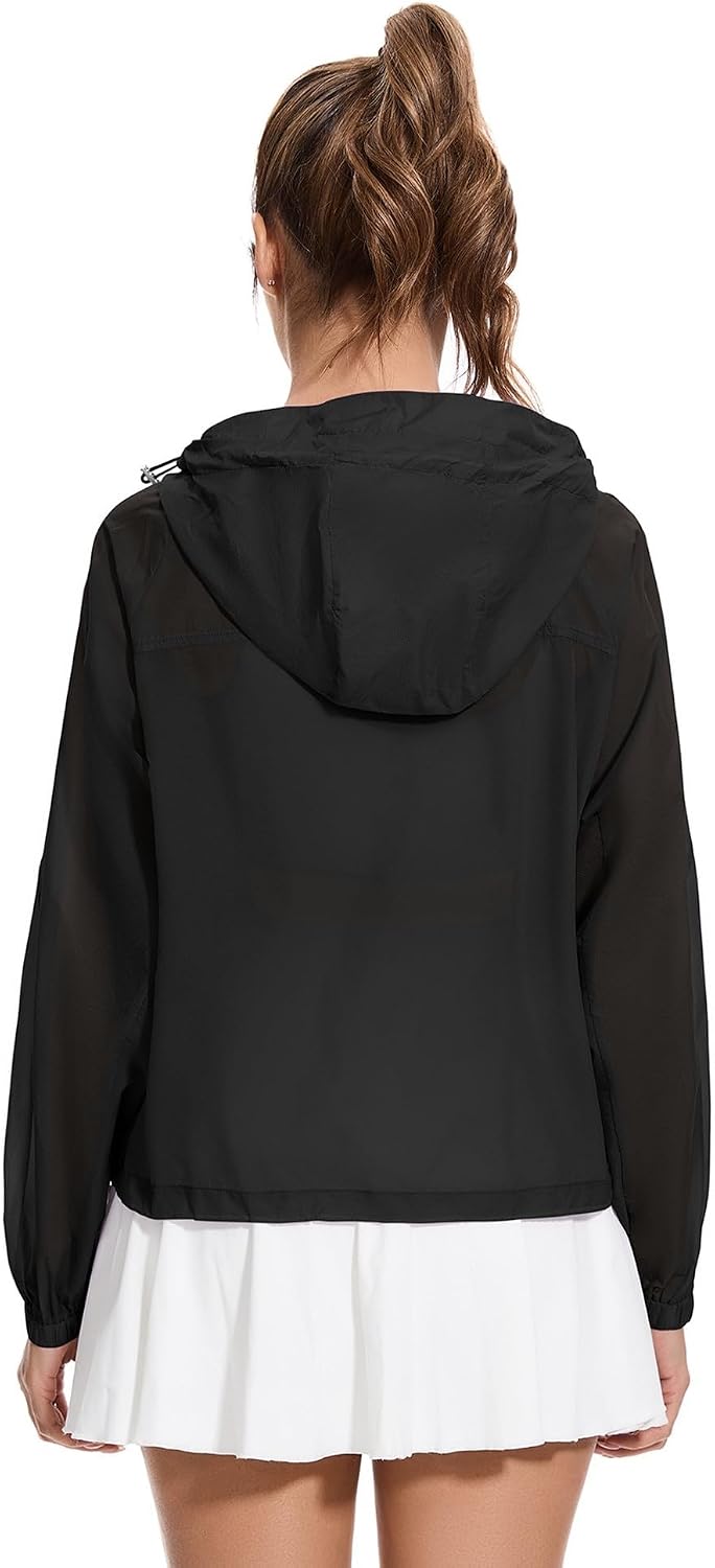 Women  50+ Sun Protection UV Jacket Full Zip Lightweight Jacket Athletic Workout Hoodie