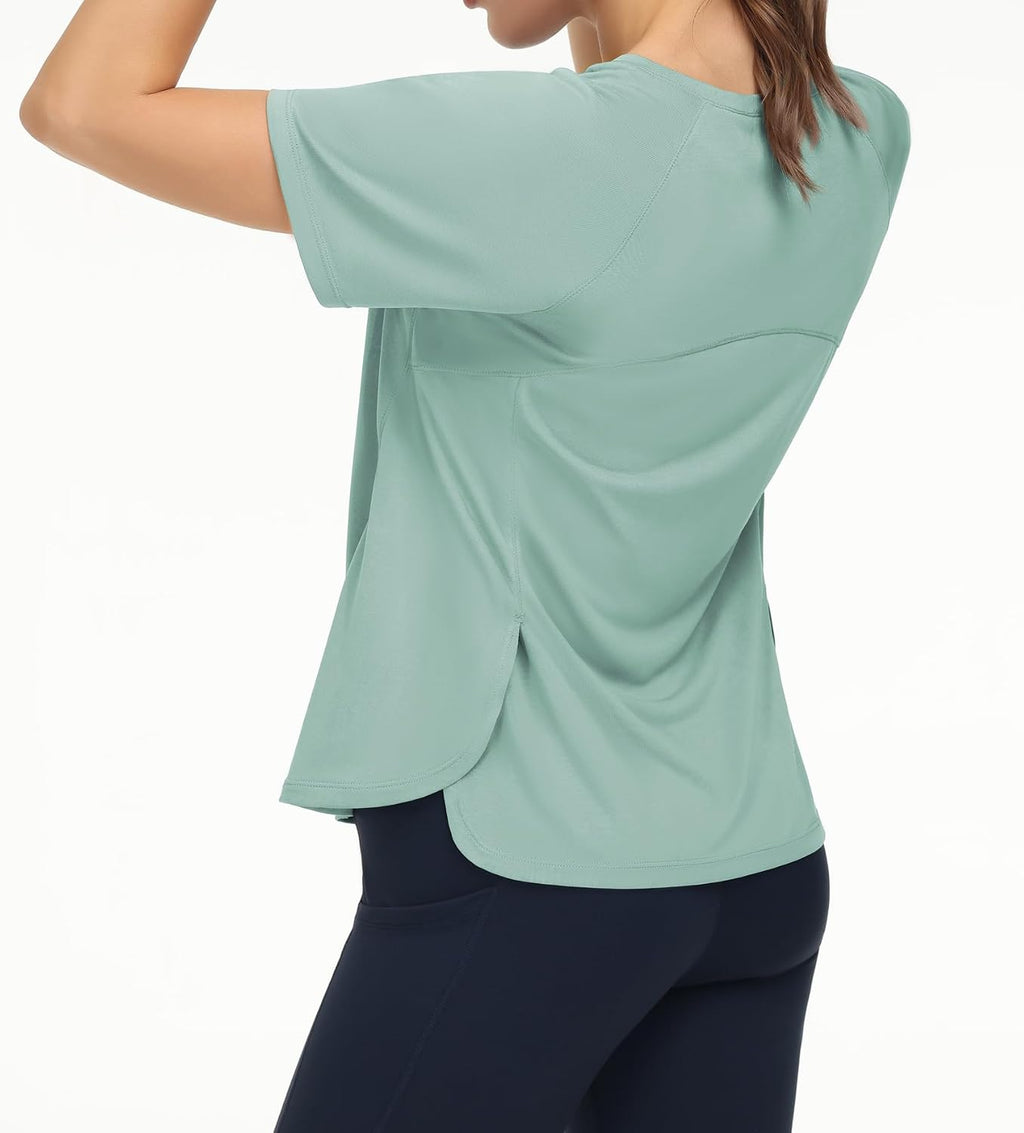 Women's Side Slits Athletic T-Shirts Breathable Workout Tops