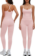 2 Piece Workout Sets for Women Racerback Crop Tank Top High Waist Tummy Control Leggings Gym Yoga Pilates Outfits