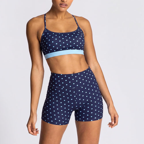2 Piece Polka Dot Workout Sets for Women Padded Sports Bra Biker Shorts Set