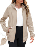 Rain Jacket Women Lightweight Waterproof Raincoats Packable Travel Hiking Hooded Windbreaker with Pockets S-XXL