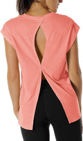 Women's Fitness Training Short Sleeve Shirt Yoga Top Loose Fit Backless Sports T-Shirt, Pale Blush, L