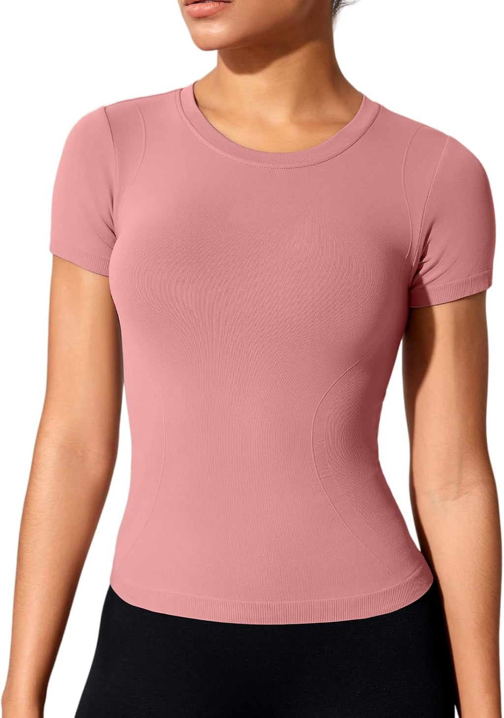 Sports Shirt Women's Short Sleeve Workout Tops Crew Neck Short Sleeve Lightweight Breathable Functional Sports T-Shirt Running Gym Athletic Training Shirt Yoga Top Fitness Top
