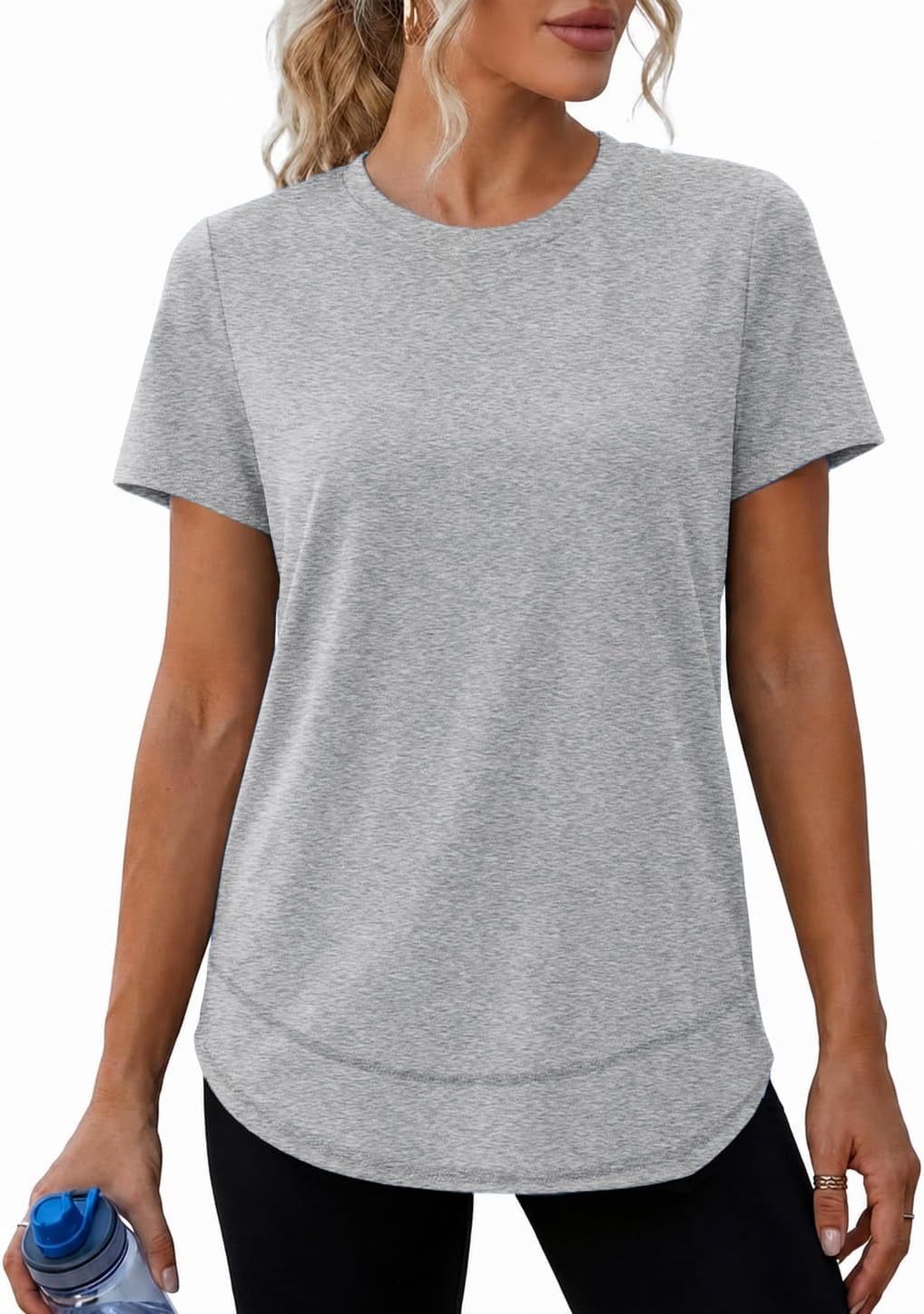 Women's Sports Shirt Fitness Crew Neck T-Shirt Short Sleeve Workout Tops Lightweight Gym Tops