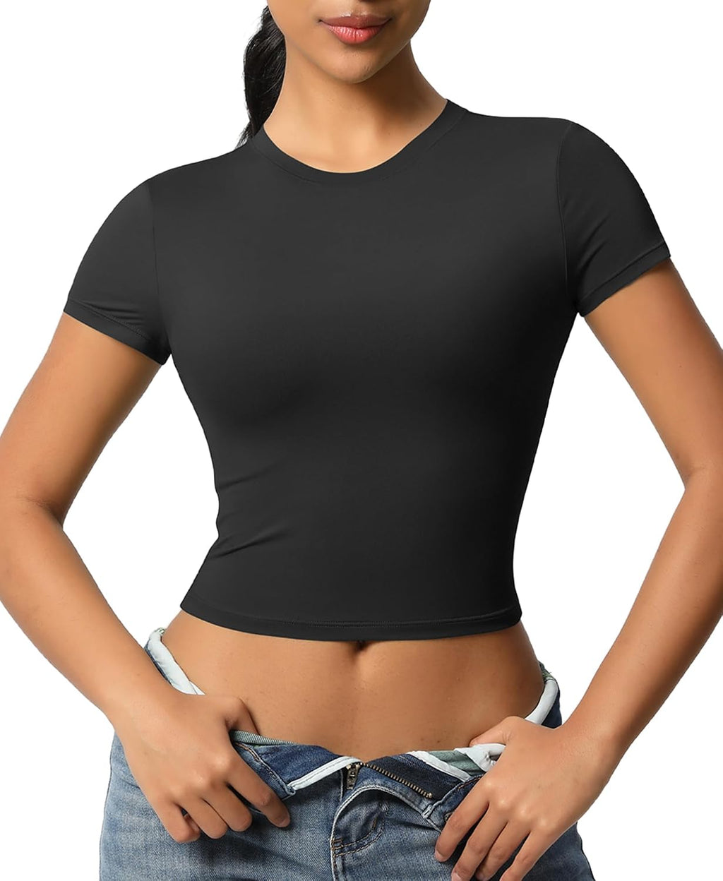 Sports T-Shirt Women's Short Sleeve Sports Shirt Breathable Functional Shirt Top Running Shirt Compression Shirt Crew Neck Yoga Fitness Workout Gym Running Crop Top