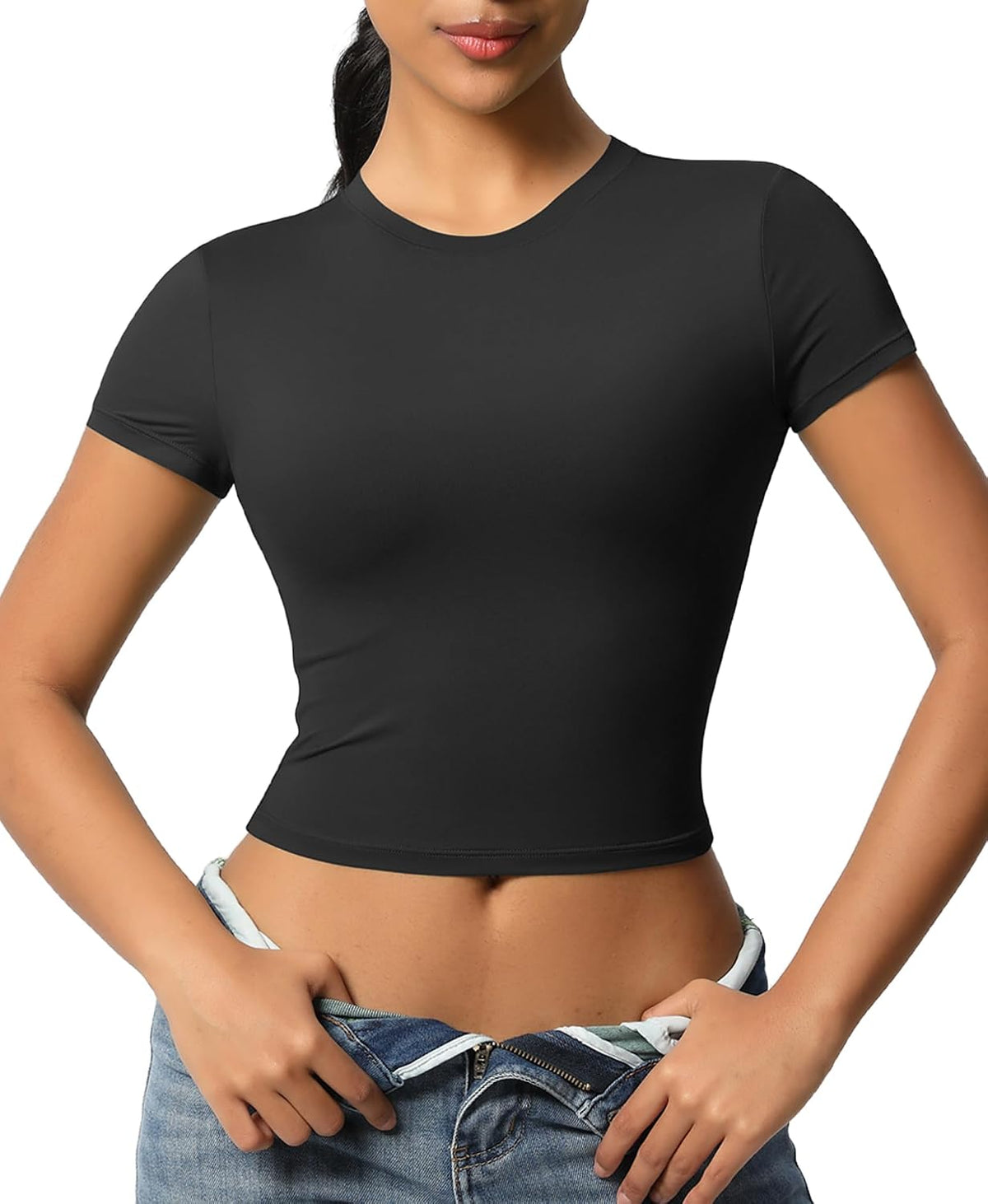 Sports T-Shirt Women's Short Sleeve Sports Shirt Breathable Functional Shirt Top Running Shirt Compression Shirt Crew Neck Yoga Fitness Workout Gym Running Crop Top
