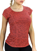 Women's Sports T-Shirt Short Sleeve Running Shirt Backless Fitness Tops Gym Yoga Top, Burnt Ochre, L