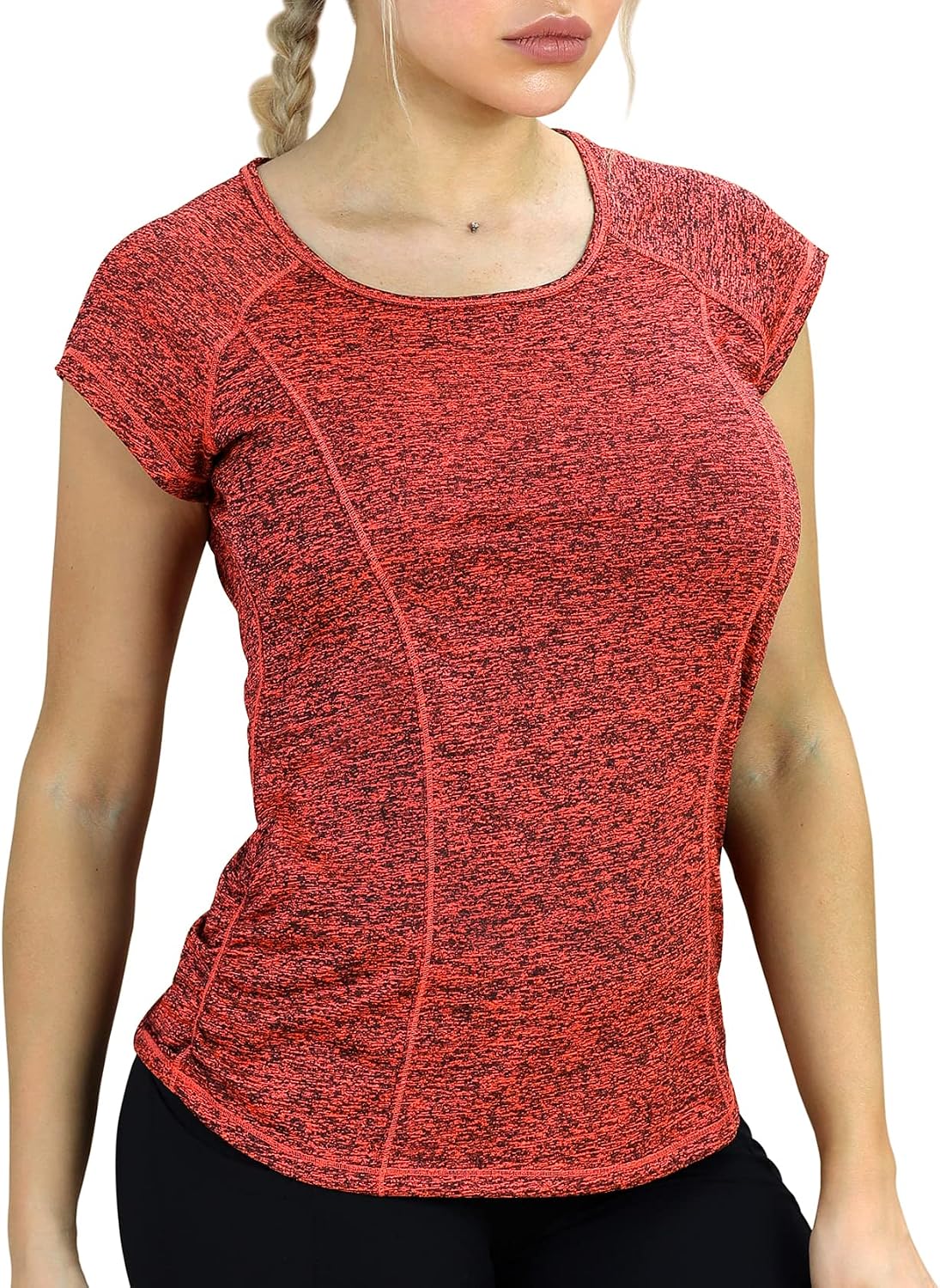 Women's Sports T-Shirt Short Sleeve Running Shirt Backless Fitness Tops Gym Yoga Top, Burnt Ochre, L